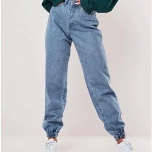 Missguided Blue Riot High Waisted Jogger Mom Jeans
